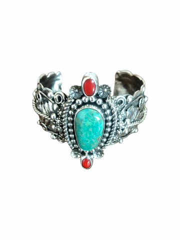 Stunning Carico Lake & Coral Turquoise Cuff